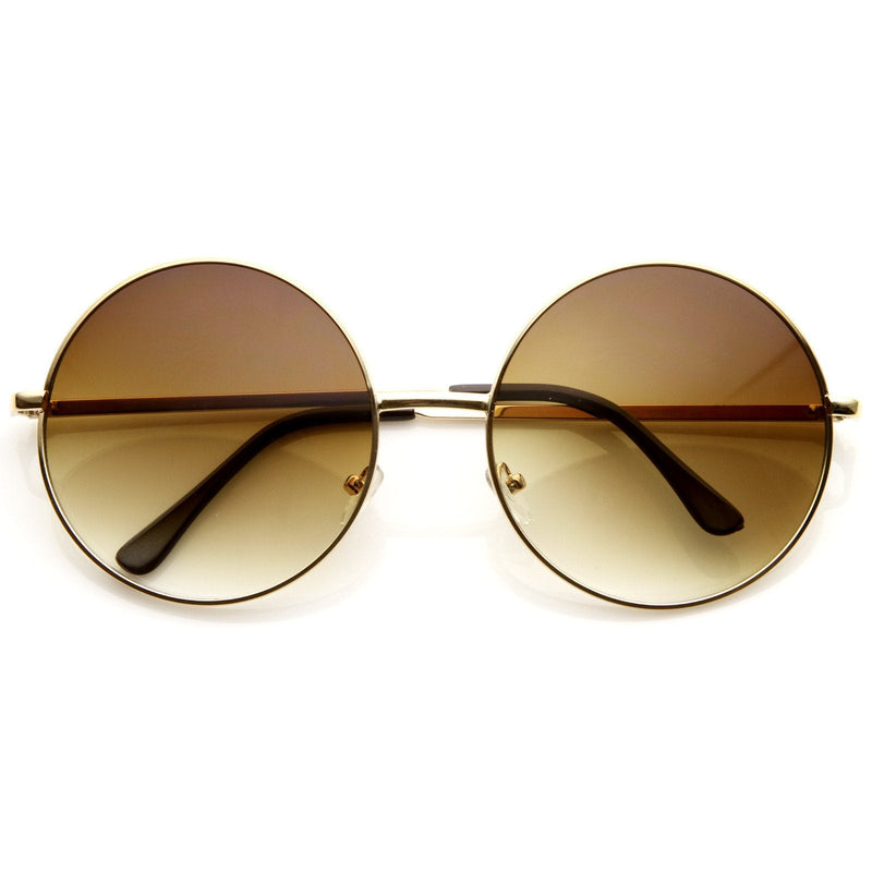 zeroUV Womens Round Celebrity Circle Sunglasses 8370 Sunglasses White Smoke Gold Amber
