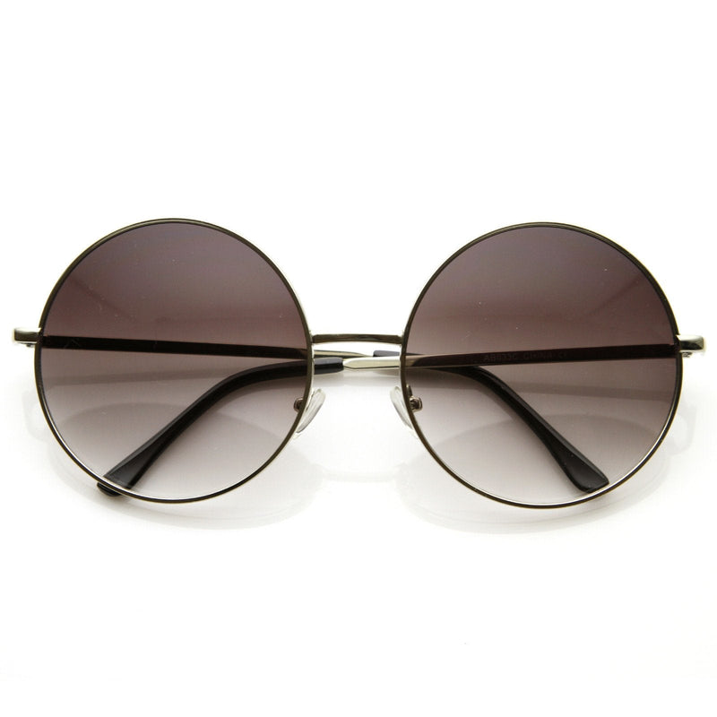 zeroUV Womens Round Celebrity Circle Sunglasses 8370 Sunglasses White Smoke Silver Fade