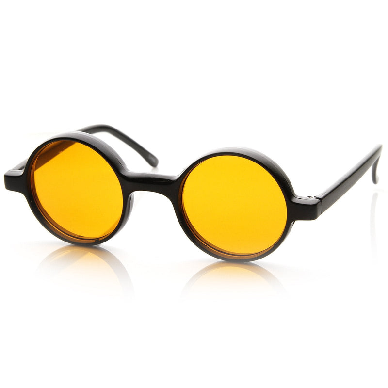 zeroUV Small Retro Round Lennon Style Color Lens Sunglasses 8631 Sunglasses White Smoke Orange