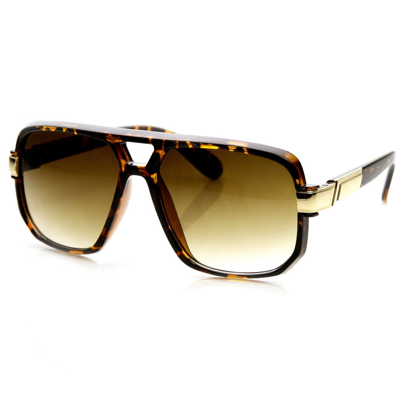zeroUV Retro 1980's Fashion Disco Square Aviator Sunglasses 9260 Sunglasses White Smoke Tortoise