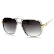 zeroUV Retro 1980's Fashion Disco Square Aviator Sunglasses 9260 Sunglasses White Smoke White