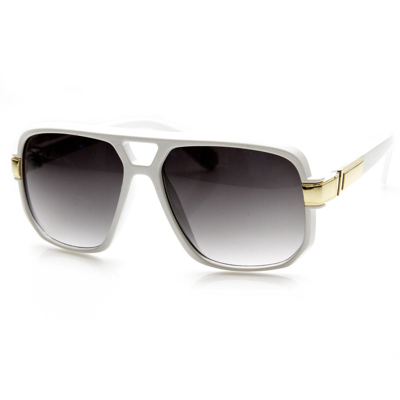 zeroUV Retro 1980's Fashion Disco Square Aviator Sunglasses 9260 Sunglasses White Smoke White