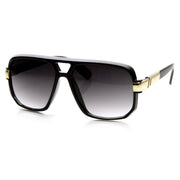 zeroUV Retro 1980's Fashion Disco Square Aviator Sunglasses 9260 Sunglasses White Smoke Black Gold