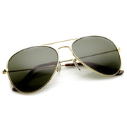 zeroUV Limited Dead Stock Glass Lens Classic Metal Military Aviator Sunglasses 1042 Sunglasses White Smoke Gold,Black