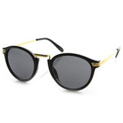 zeroUV Vintage Steampunk Inspired Round Horned Rim Frame Sunglasses 8591 Sunglasses White Smoke Shiny Black Gold,Shiny Black Silver,Matte Black Silver,Havana Amber,Havana Green,Creme Amber,Blue Plum,Blue Mirror,Yellow Tortoise Sun