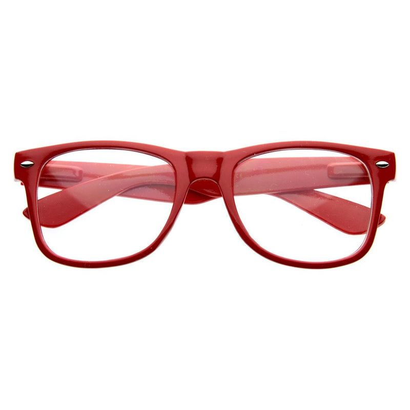 zeroUV Retro Clear Lens Nerd Geek Horned Rim Glasses 2873 Glasses White Smoke Red