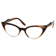 zeroUV Vintage 1950's Womens Cat Eye Clear Lens Glasses 8783 Glasses White Smoke Brown Fade,Black Fade,Red Fade,Purple Fade