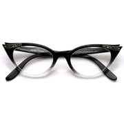 zeroUV Vintage 1950's Womens Cat Eye Clear Lens Glasses 8783 Glasses White Smoke Black Fade