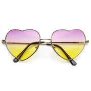 zeroUV Cute Metal Heart Shape Rainbow Color Lens Sunglasses 9205 Sunglasses White Smoke Light Gold Pink Yellow