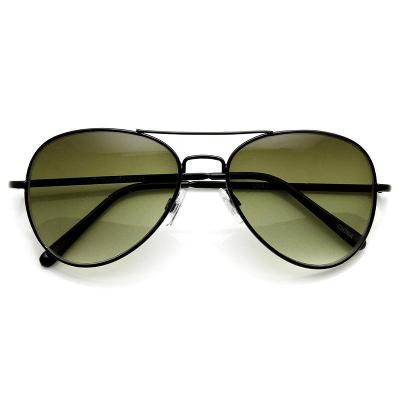 zeroUV Medium Classic Retro Metal Frame Aviator Sunglasses 53mm 1372 Sunglasses White Smoke Black Green