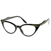 zeroUV Vintage 1950s Fashion Clear Lens Glasses Rhinestones 8434 Glasses White Smoke Black,Tortoise,Black Fade,Brown Fade,Red,Purple,White,Brown,Purple Fade