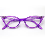 zeroUV Vintage 1950s Fashion Clear Lens Glasses Rhinestones 8434 Glasses Lavender Blush Purple