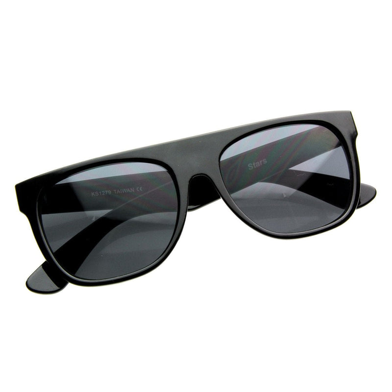 zeroUV Hipster Super Flat Top Retro Horned Rim Sunglasses 8066 Sunglasses White Smoke Shiny Black,White,Red,Tortoise,Matte Black,Dark Grey,Light Grey,Rubber Matte Black,Clear Mirror