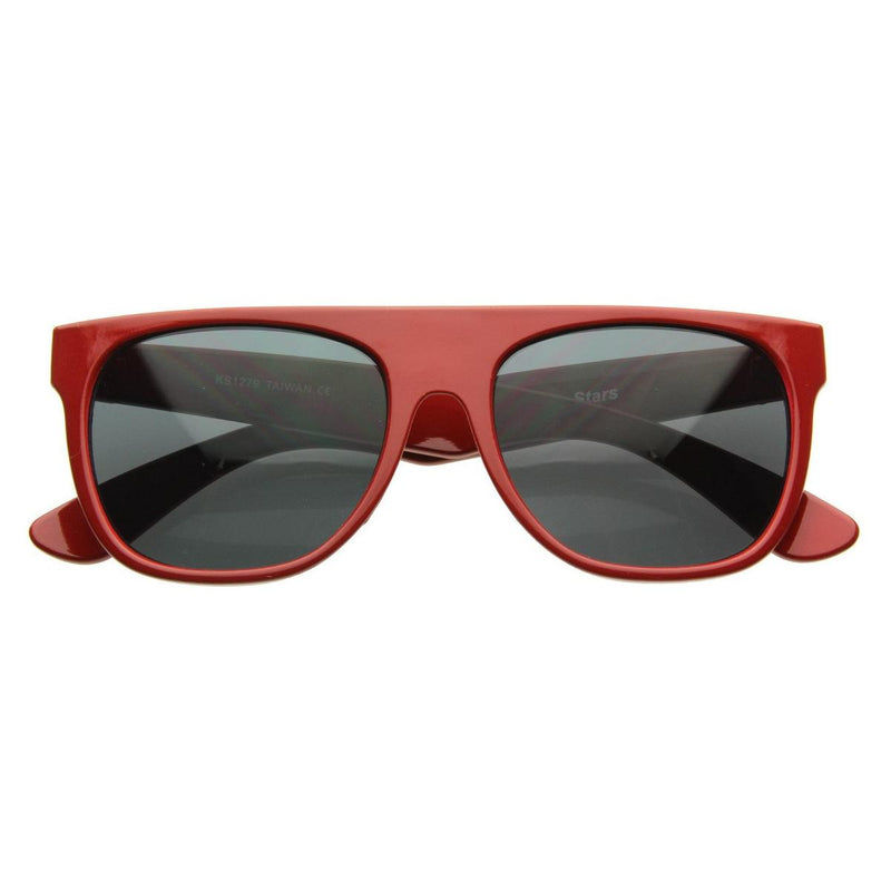zeroUV Hipster Super Flat Top Retro Horned Rim Sunglasses 8066 Sunglasses White Smoke Red