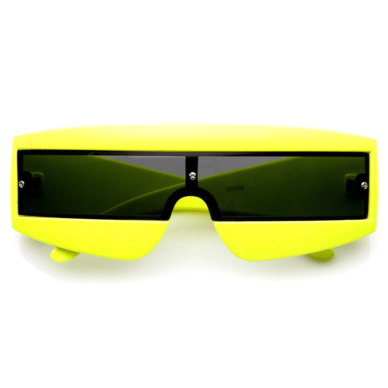 zeroUV Retro Futuristic 1980's Fashion Shield Novelty Sunglasses 8399 Sunglasses Black Yellow