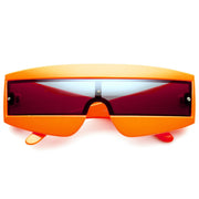 zeroUV Retro Futuristic 1980's Fashion Shield Novelty Sunglasses 8399 Sunglasses White Smoke Orange