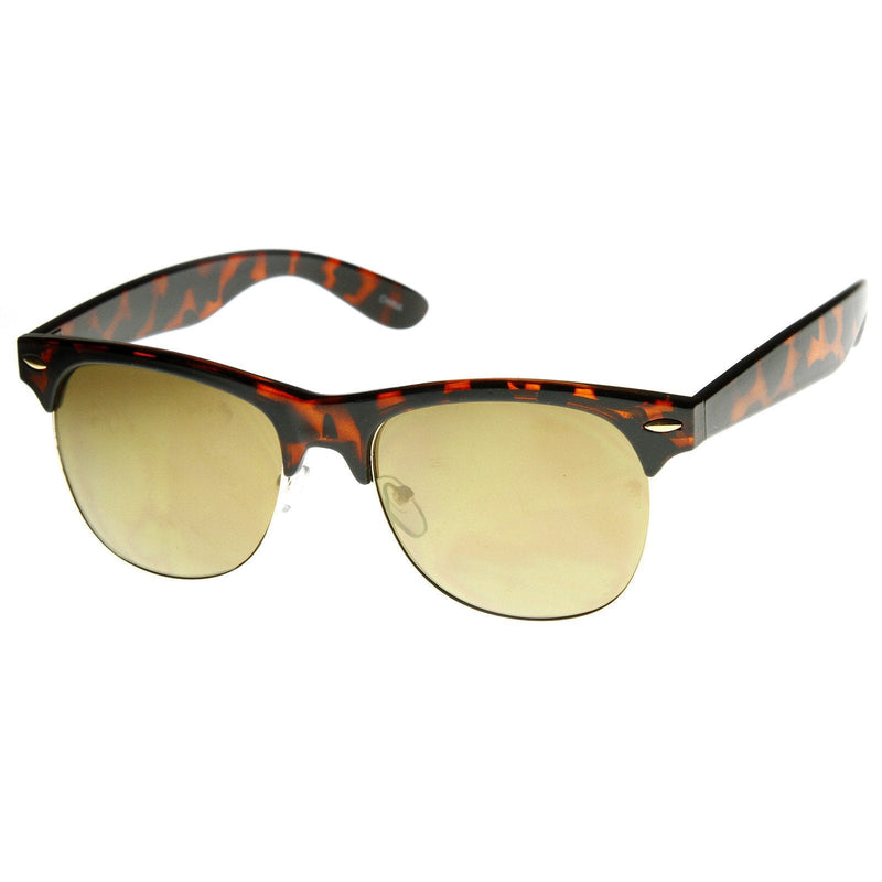 zeroUV New Flash Mirrored Lens Horned Rim Half Frame Sunglasses 8927 Sunglasses White Smoke Tortoise Brown