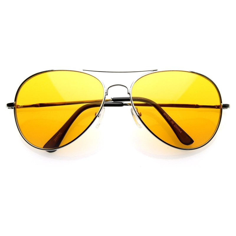 zeroUV Retro Metal Color Tinted Lens Aviator Sunglasses 8405 59mm Sunglasses White Smoke Orange