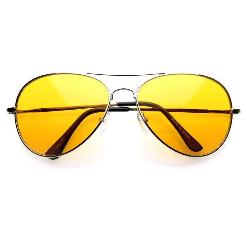 zeroUV Retro Metal Color Tinted Lens Aviator Sunglasses 8405 59mm Sunglasses White Smoke Red,Orange,Pink,Purple,Blue,Yellow,Green