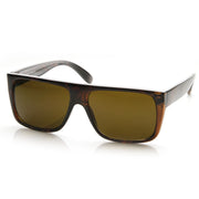 zeroUV Mens Retro Super Flat Top Aviator Square Sunglasses 8685 Sunglasses White Smoke Tortoise