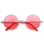 zeroUV Retro Hippie Metal Lennon Round Color Lens Sunglasses 8594 Sunglasses White Smoke Silver Pink