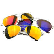 zeroUV Retro Flash Color Mirrored Lens Metal Aviator Sunglasses 1485 Sunglasses White Smoke Ice,Fire,Sun,Midnight