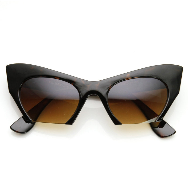 zeroUV Women's Modern Cat Eye Bottom Cut Sunglasses 9232 Sunglasses White Smoke Tortoise