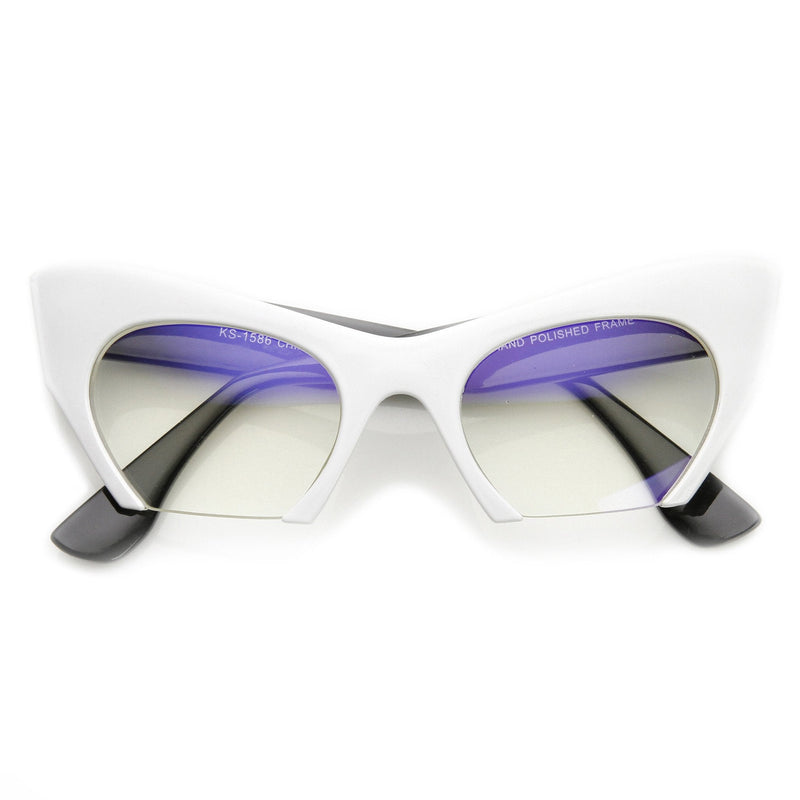 zeroUV Women's Modern Cat Eye Bottom Cut Sunglasses 9232 Sunglasses White Smoke White
