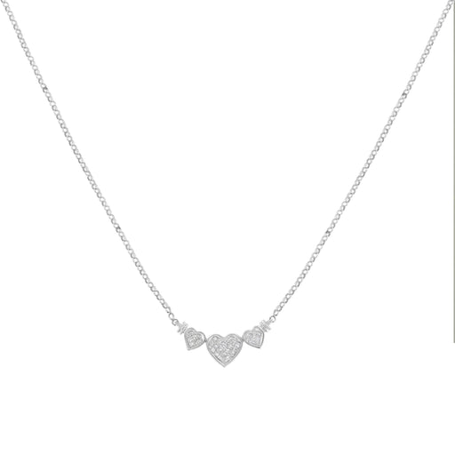 Bids.com 14K White Gold 1.0 Cttw Princess Cut Diamond Three Heart 18" Statement Pendant Necklace (H-I Color, SI2-I1 Clarity) Necklaces White Smoke White.Gold / 18
