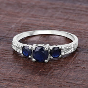 Bids.com 1.08 Carat Genuine Blue Sapphire and White Diamond 14K White Gold Ring Rings Dim Gray size 7.00,size 5.00,size 6.00,size 8.00,size 9.00