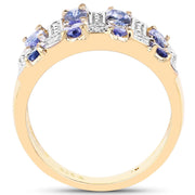 Bids.com 14K Yellow Gold Plated 1.68 Carat Genuine Tanzanite .925 Sterling Silver Ring Rings White Smoke size 6.00,size 8.00,size 7.00,size 9.00