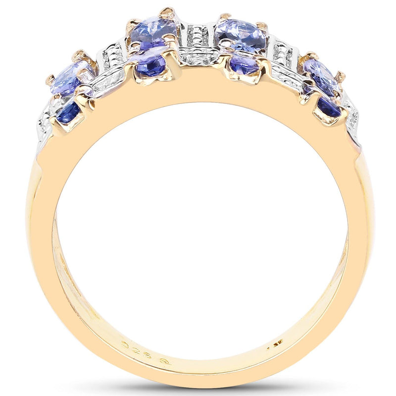 Bids.com 14K Yellow Gold Plated 1.68 Carat Genuine Tanzanite .925 Sterling Silver Ring Rings White Smoke size 6.00,size 8.00,size 7.00,size 9.00