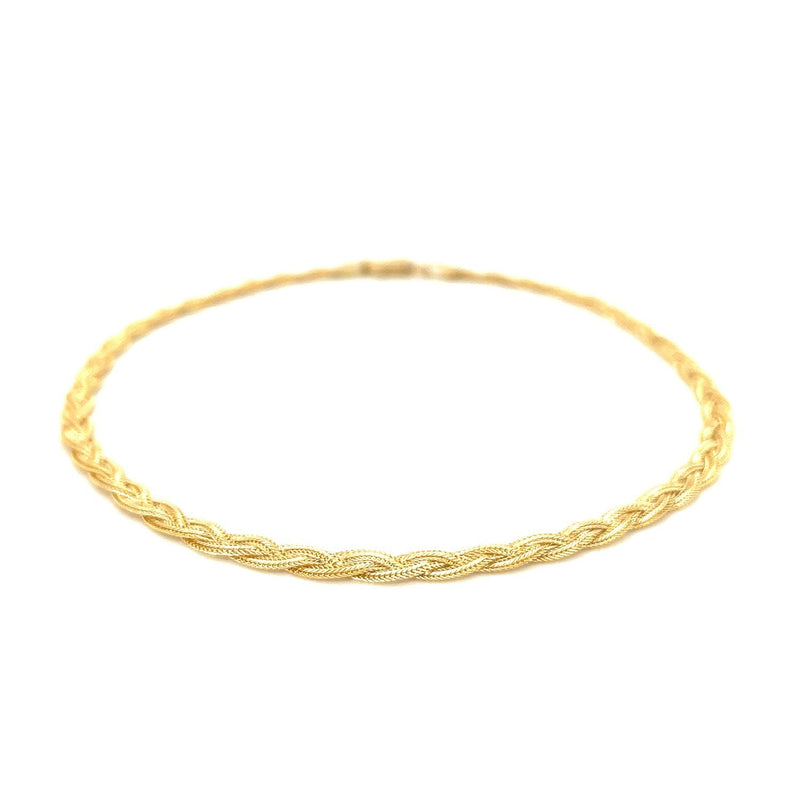 Bids.com 3.5mm 14k Yellow Gold Braided Bracelet Bracelets White Smoke 7 / Yellow Gold