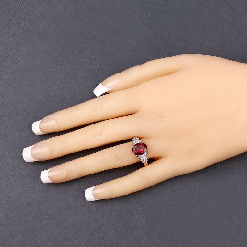 Bids.com 2.87 Carat Genuine Rhodolite and White Diamond 14K Rose Gold Ring Rings Dim Gray size 6.00,size 7.00,size 8.00,size 9.00