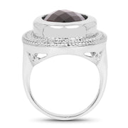 Bids.com 7.90 Carat Genuine Smoky Quartz .925 Sterling Silver Ring Rings White Smoke size 6.00,size 8.00,size 9.00,size 10.00,size 7.00,size 5.00