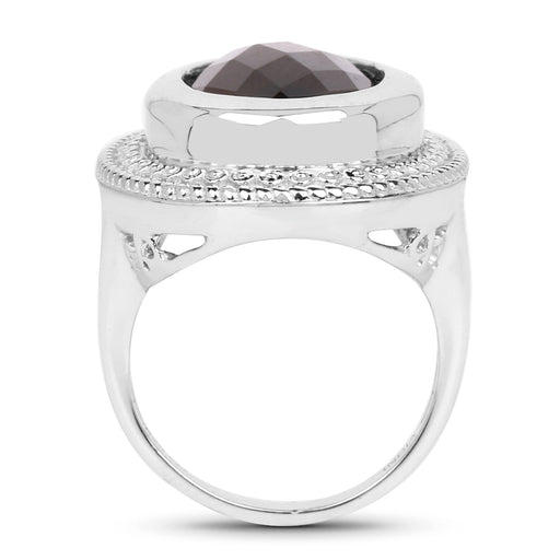 Bids.com 7.90 Carat Genuine Smoky Quartz .925 Sterling Silver Ring Rings White Smoke size 6.00,size 8.00,size 9.00,size 10.00,size 7.00,size 5.00