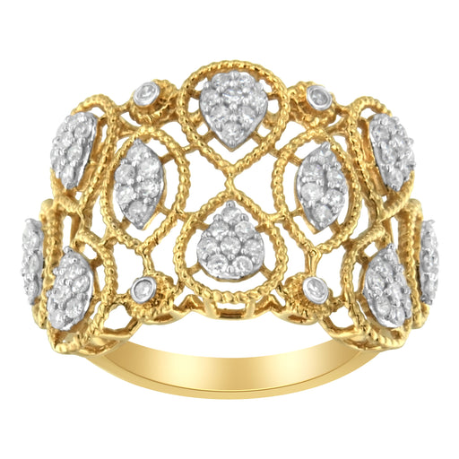Bids.com 14K Yellow Gold Diamond Art Deco Ring (1/2 Cttw, H-I Color, I1 Clarity) - Size 7 Rings White Smoke 8 / Yellow.Gold,6 / Yellow.Gold,7 / Yellow.Gold