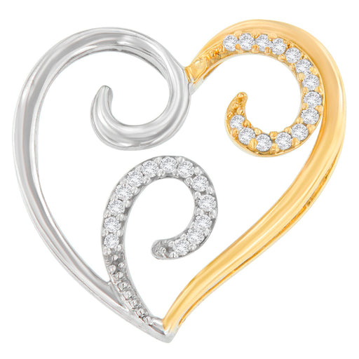 Bids.com 10K Two-Toned Gold 1/10 cttw Round Cut Diamond Swirl Heart Accent Pendant Necklace (H-I, I1-I2) Necklaces White Smoke YellowWhite.Gold / 18