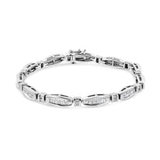 Bids.com 14K White Gold 2.0 Cttw Princess and Round Diamond Bar and Link Bracelet (I-J Color, I1-I2 Clarity) - 7.25" Inches Bracelets White Smoke White.Gold / 7.25
