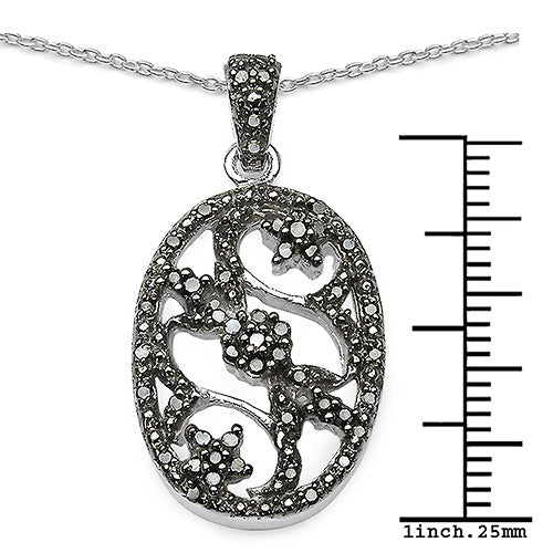 Bids.com 0.28 Carat Genuine Black Diamond .925 Sterling Silver Pandent Pendants White Smoke