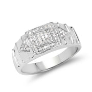 Bids.com 14K White Gold Plated 0.21 Carat Genuine White Diamond .925 Sterling Silver Ring Rings White Smoke size 6.00,size 7.00,size 8.00,size 9.00