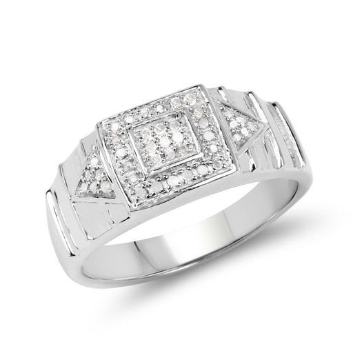 Bids.com 14K White Gold Plated 0.21 Carat Genuine White Diamond .925 Sterling Silver Ring Rings White Smoke size 6.00,size 7.00,size 8.00,size 9.00