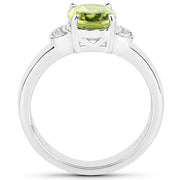Bids.com 1.76 Carat Genuine Peridot and White Zircon .925 Sterling Silver Ring Rings White Smoke size 6.00,size 7.00,size 8.00,size 5.00,size 9.00