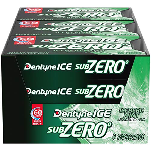 0 Dentyne Ice Sub Zero Iceberg Mint Sugar Free 16 Pieces Chips Black