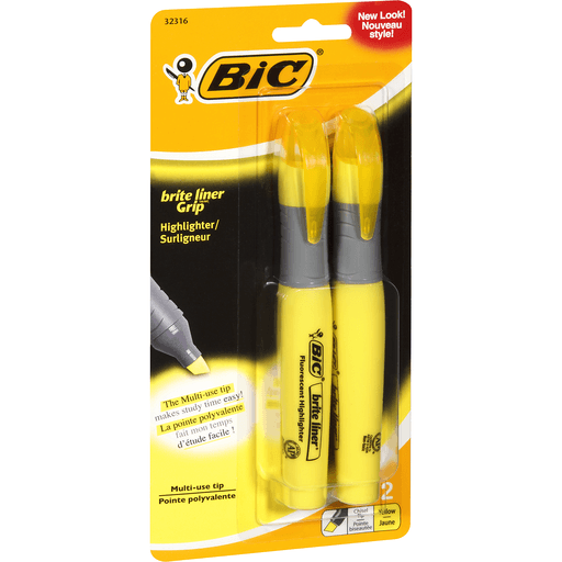 BiC BiC Brite Liner Grip Multi-Use Tip Highlighter Highlighters Black