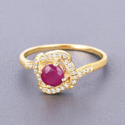 Bids.com 0.63 Carat Genuine Ruby and White Diamond 14K Yellow Gold Ring Rings Dark Gray size 5.00,size 6.00,size 7.00,size 8.00,size 9.00