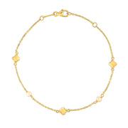 Bids.com 14k Yellow Gold Pearl Clover Bracelet Bracelets White Smoke 7 / Yellow Gold