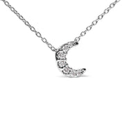 Bids.com 10K White Gold Diamond Accented Crescent Moon Shaped 18" Inch Pendant Necklace (H-I Color, I1-I2 Clarity) Necklaces White Smoke White.Gold / 18