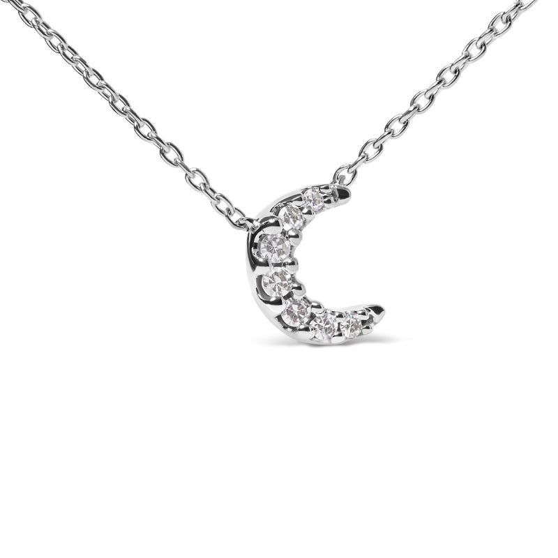 Bids.com 10K White Gold Diamond Accented Crescent Moon Shaped 18" Inch Pendant Necklace (H-I Color, I1-I2 Clarity) Necklaces White Smoke White.Gold / 18