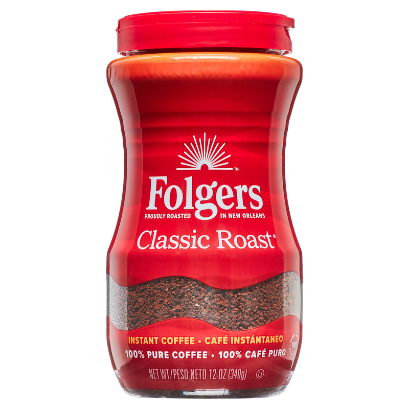 Folgers Folgers Instant Coffee Crystals, Classic Roast, 12 Ounce Coffee White Smoke